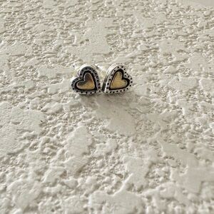 Brighton Heart-Shaped Silver and Gold Stud Earrings